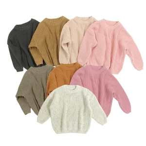Custom 100% Cotton Long Sleeve Knitted Baby Girl Pullover Sweater for Spring and Winter for Children