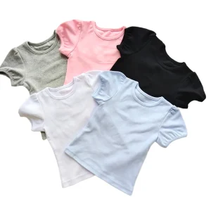 Custom 8-14 Years Girls Blank Puffy Sleeves Kids Baby Girl Clothes Summer Top Tees 100% Cotton Toddler Baby t Shirt Printing
