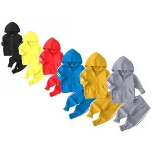 Custom Add Logo Baby Toddler Jogger Set Children Tracksuit Kids Sweatshirt Sweatpants Baby Boys Girls Zipper Hoodies Set 1-15yrs