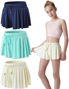Custom Athletic Shorts Girls Kids Flowy Shorts with Spandex Liner 2 in 1 Youth Butterfly Shorts for Fitness Running Sports