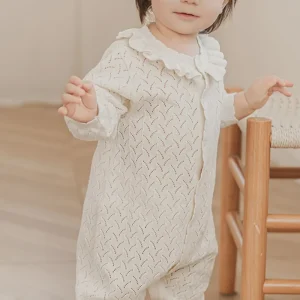 Custom Baby Cotton Knit Spring Long Sleeve Sweater Cute Girl Jumpsuits