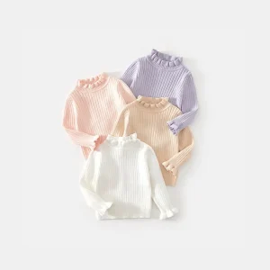 Custom Baby Girl Boy Knit Sweater Blouse Pullover Solid Sweatshirt Warm Crewneck Long Sleeve Tops