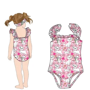 Custom Baby Girls Swimwear Sleeveless Beach Swimming Suit Ruffle High-End Kids Swimwear