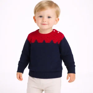 Custom Baby Knit Jumper 100% Cotton Crew Neck Newborn Baby Girl Boys Long Sleeve Pullover Sweaters