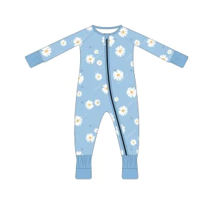 Custom Bamboo Baby Onesie Long Sleeve Unisex Sleepwear Soft Breathable Romper
