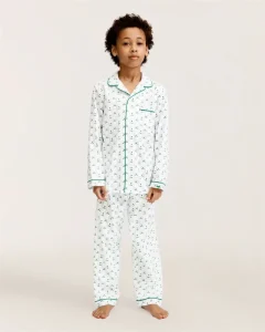 Custom Bamboo Pajamas Set for Boys Long Sleeve Printed Loungewear with Contrast Piping OEKO TEX Certified OEM ODM