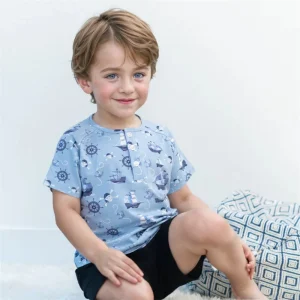 Custom Bamboo Toddler Tee Shirts Kids Boy Short-Sleeved Breathable T Shirt With Buttons Casual Kids Tops for Summer Clothing