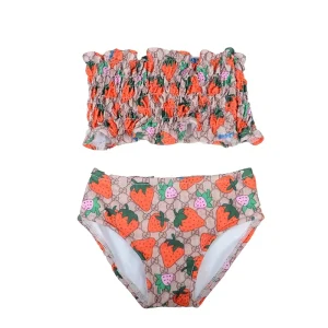 Custom Bathing Suits Girls Strawberry Peplum Swimwear Fashion Beach Swimming Suit