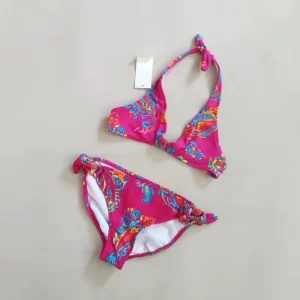 Custom Bikini Sets for Baby Girls V-Neck Swimwear Floral Cartoon Two-Piece Kids Toddler Swimsuit