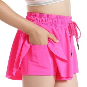 Custom Boutique Mommy and Me Flowy Workout Shorts Teen Girls Butterfly Shorts with Pockets Summer Women Sports Skirt Shorts
