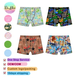 Custom Boxer Brief Bamboo Dino Cowboy Boys Underwear Trunks Kids Baby Underwear Shorts