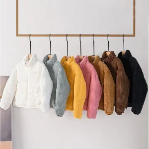 Custom Boy Girls Coats Kids Baby Corduroy Puffer Jacket