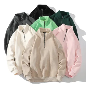 Custom Boys Girls Half Zip Hoodie Double-sided Polar Fleece Sweatshirt Fuzzy Half Zip Sweatshirt
