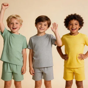 Custom Boys Sleepwear Kids Lounge Wear Nightsuits Two Piece Pajama Sets Cotton Soft Absorbent Breathable Children Pyjamas