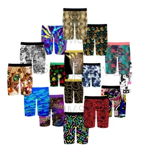 Custom Brand Men’s Quick Dry Polyester Spandex Boxer Briefs Breathable Sports Shorts Underwear Printed Graphic for Young Boys