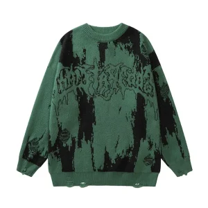 Custom Casual Mens Streetwear Crew Neck Jumpers for Men Jacquard Pattern Wool Knit Young Boy Sweater