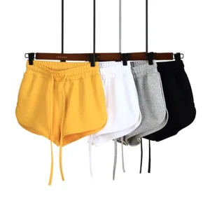 Custom Casual Sports Shorts Women’s Girls Running Summer Mid Waist Cotton Shorts with Pocket