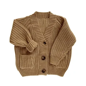 Custom Children Boutique Knit Cotton Coats Girls Winter Oversized Cardigan Baby Sweaters for Kids