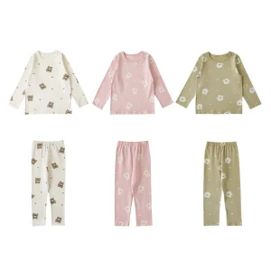 Custom Children Clothes Baby Cute Cartoon Bear themed Pajama Girls Loungewear Sleepwear