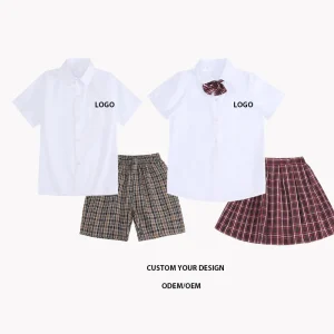 Custom Children Short Sleeve Shirt Primary School Sport Boys Girls White Dress Polo Shirts School Uniforms for Summer