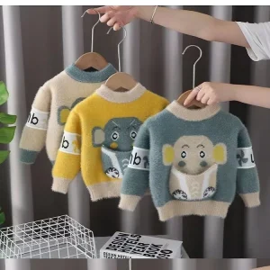 Custom Clothing Manufacturers Elephant Pattern Cartoon Design Boys Sweaters Custom Sweater