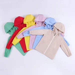Custom Color Children’s Hooded Zipper Windbreaker Waterproof Jacket for Kid Boys and Girls