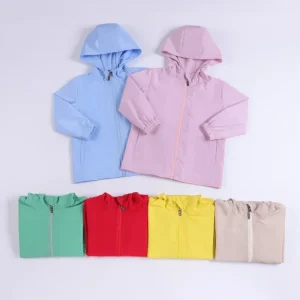 Custom Color Children’s Hooded Zipper Windbreaker Waterproof Jacket for Kid Boys and Girls