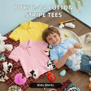 Custom Cotton Kids Clothing Summer Short Sleeve Boy and Girls Matching Tshirt Kids Girls Knitted Polo Shirt