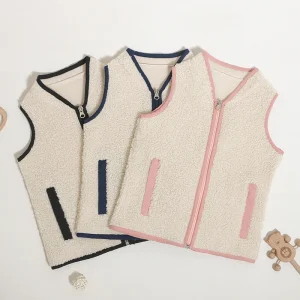 Custom Design Kids Girl Vest Children Clothing Winter Warm Baby Clothes Zipper Out Wear Toddler Boys Vests Waistcoats