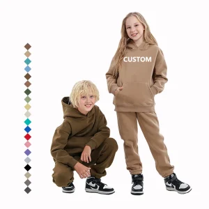 Custom Designer Children Kids Sweatshirt Baby Girl Boys Unisex Hoodies Sweatpants and Jogger Kids Sweatsuit Sets Bluk