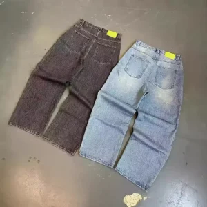 Custom Designer Y2K High Street Boys Loose Acid Wash Vintage Denim Pant Baggy Plus Size Men’s Jeans Autumn Summer Spring