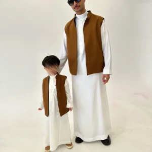 Custom Dubai Kids Arab Double Sided Boy Waistcoat Vest for Winter and Spring Ramadan Ready