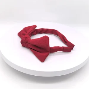 Custom Eco friendly Red Bow Thin Style High end Headband Fabric Baby Bow for Toddlers Knitted Hair Bow Knot Bands Kids Headwear