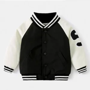 Custom Embroidered Logo 100% Cotton Fleece Kids Jacket Children Baseball Jacket Boys Jackets