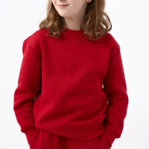 Custom Embroidery Organic Cotton Autumn Kid Top Long Sleeve Plain Round Neck Soft Knitted Terry Children Boy Sweatshirt Hoodie