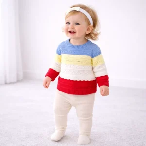 Custom Fall Girl Clothing Kids Knitted Sweater 100% Cotton Hollow Out Baby Girls’ Sweater