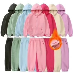 Custom Family Matching Sweatsuits Winter Clothes Tracksuits Zip up Kids Boy Girl Clothing Cotton Fleece Outfits Women Sweatsuit