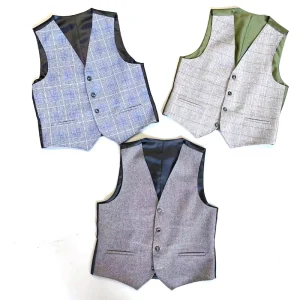 Custom Fashion Designer Printed Cotton Kids Waistcoat Bowtie Hanky Set for Men Long Waterproof Plus Size Men’s Vests Waistcoats