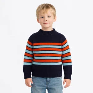 Custom Fashion Toddler Baby Boy Warm Knitted Sweaters Kids Striped Knitwear