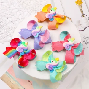 Custom Flower Printed Metal Hairpin Hair Accessories for Kids Party Use Butterfly Knot Hair Clip