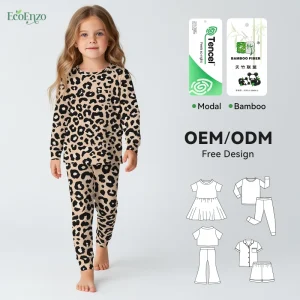 Custom Girls 2 Pcs Sleepwear Soft Baby Girl Clothes Printed Kids Bamboo Pajamas Girls Clothing