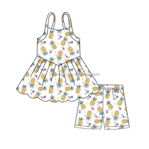 Custom Girls Daily Wear Kids Dress Spring Summer Sets 2 Piece Bamboo Outfits