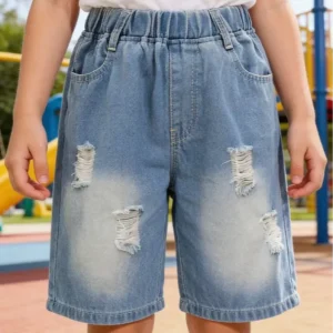 Custom Girls’ Denim Shorts OEM Multiple Colors 7 Day Sample in Stock Kids Clothing Factory Foshan