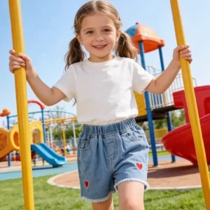 Custom Girls’ Shorts OEM Multiple Colors 7 Day Sample in Stock Kids Clothing Factory Foshan