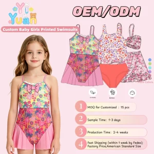 Custom Girls Swimsuits Bikini Set Adjustable Straps Two Piece Color Block Girls’ Swimwear Kids Swimwear for 6 12 Years