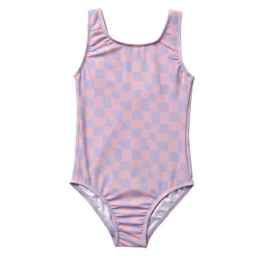 Custom Girls Swimwear 2pcs Sleeveless Checked Ruffle Bathing Suit Quick Dry for Kids