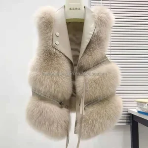 Custom Girls Women’s Vests Waistcoats PU Leather Faux Fur Vest