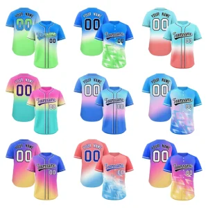 Custom Gradient Color Baseball Shirt Digital Printed Sports Uniform Personalized Stitched Logo Name Baseball Jersey for Men Boys