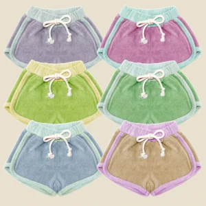 Custom High Kids Shorts Quick-Drying Beach Pants Baby Girls Gorgeous Soft Terry Casual Elastic Drawstring Solid Color
