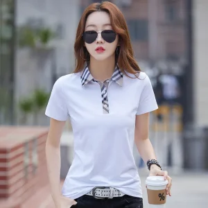 Custom High Quality Ladies Fashion Brand Polo Shirt Women’s Short Sleeve Cotton Spandex Formal Sports Golf Polo Shirt